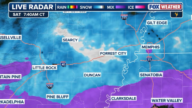 Heavy snow hammering I-40 between Little Rock and Memphis