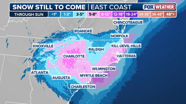 Heavy snow to hammer the Carolinas as nor'easter rapidly intensifies