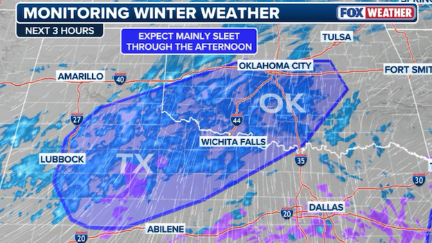 North Texas and Oklahoma expected to see more sleet through the afternoon
