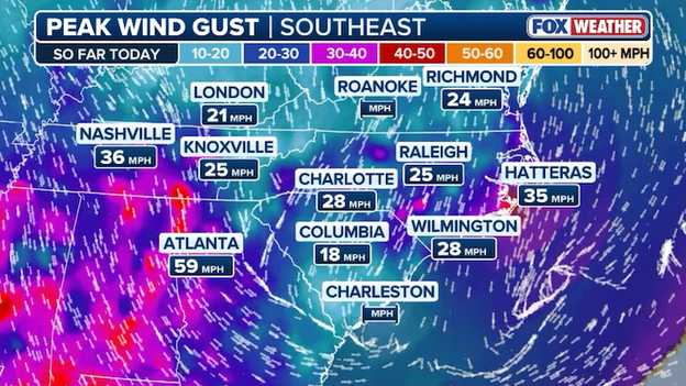 NEW wind report: 59 mph wind gust recorded in Atlanta