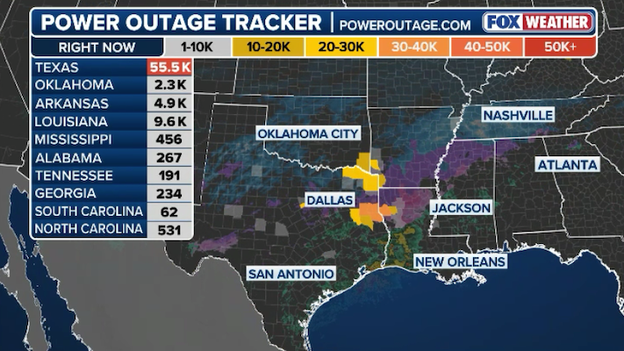 100,000 customers now without power across a half dozen states