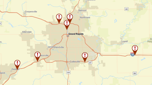 Multiple crashes reported near Grand Rapids