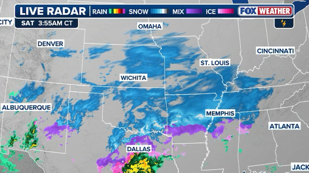 Snow and ice charging east right now