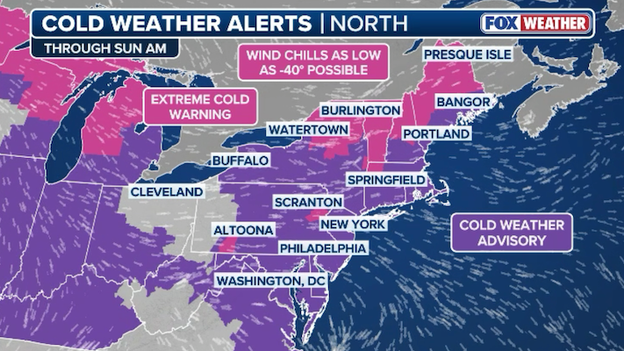 Extreme Cold Warnings in effect for 43 million Americans