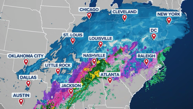 Snow and ice blasting millions of Americans right now
