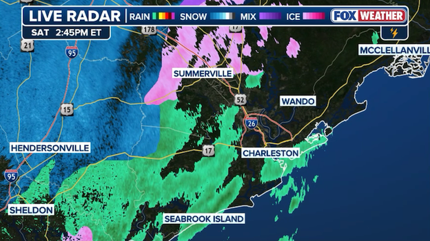 Snow reported in Charleston, South Carolina as nor'easter revs up