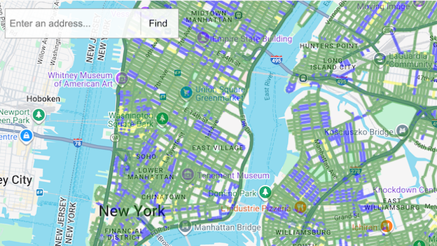 PlowNYC map shows how recently any street has been plowed