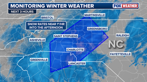 Snow rates increasing in Charlotte, road conditions quickly deteriorating