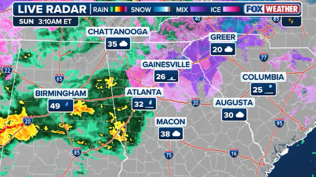 Freezing rain arrives in Atlanta