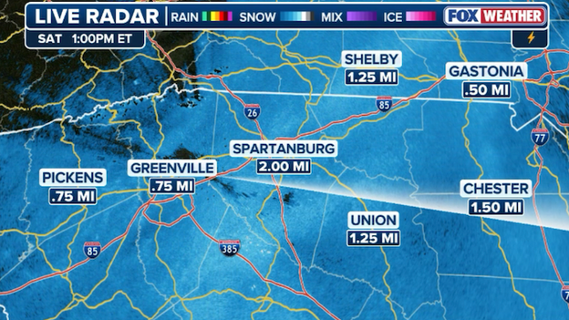 Heavy snow blasting Upstate South Carolina with intense snow rates