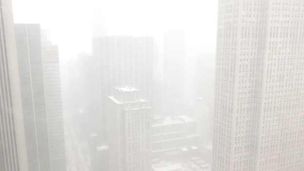 Heavy snow creates near-whiteout conditions in New York