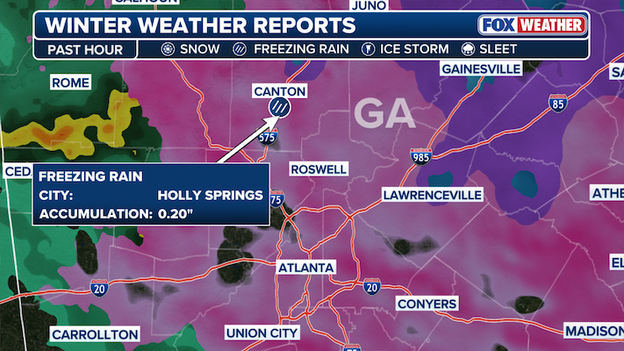 Dangerous ice building up around Atlanta metro area