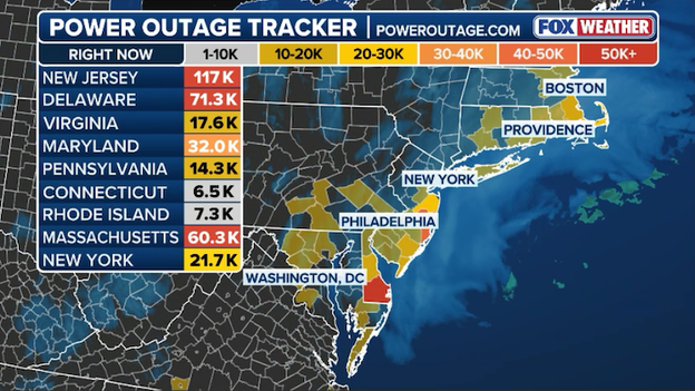 Power outages top 345,000 as blizzard hammers Northeast