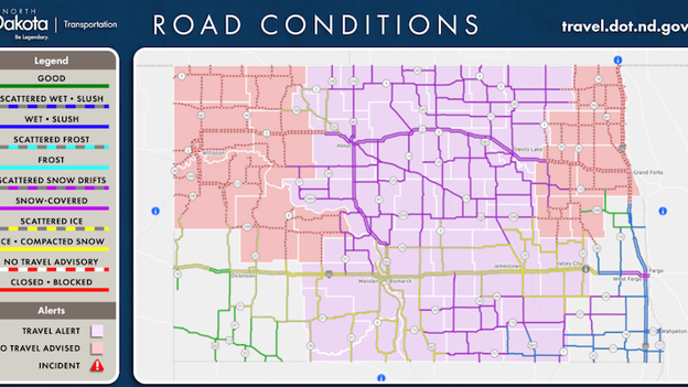 'No Travel' Advisories issued for North Dakota as snow blasts the state