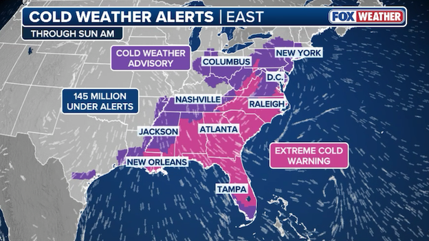 Millions under alert as life-threatening cold air sweeps across America