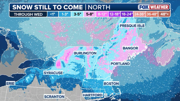 Latest snow forecast for Tuesday's Northeast clipper