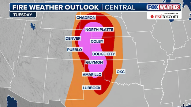 'Extreme' critical fire danger threat area expanded across the Plains