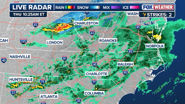 Cold front triggers thunderstorms across the Southeast