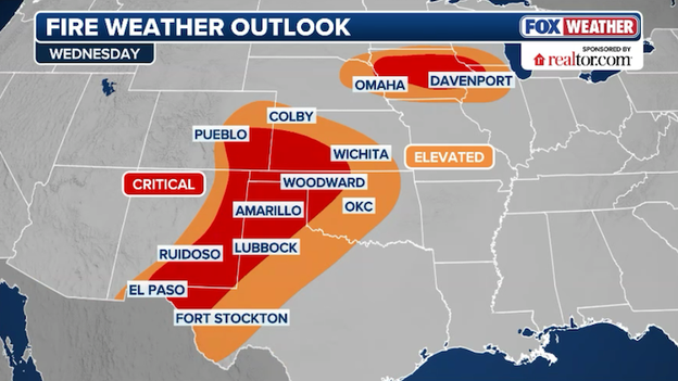 Monitoring two wildfire "hotspots" across the Central U.S. this afternoon