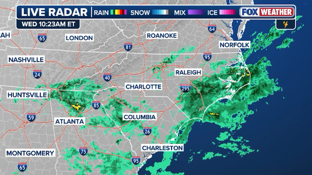 Soggy start to the day across the Southeast