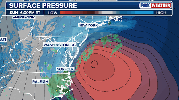 Nor'easter now 'bombing out' as pressure drops rapidly
