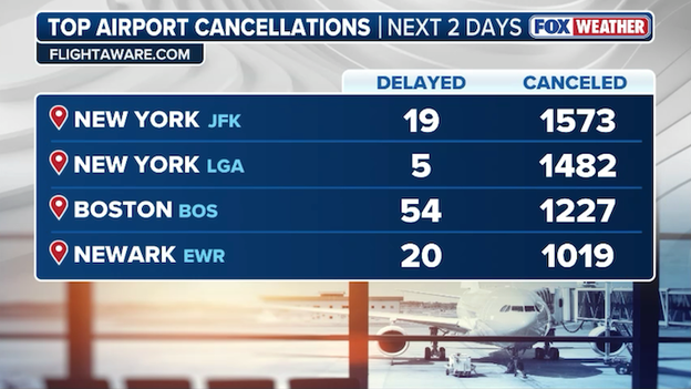 Air travel grinds to a halt: Over 12,400 flights disrupted by blizzard