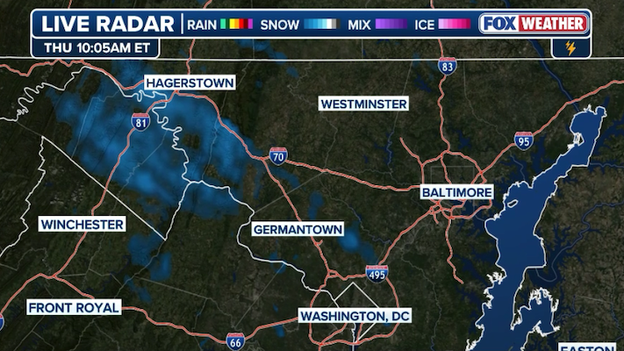 Morning flurries spotted west of the I-95 Corridor outside Washington