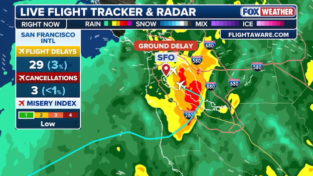 Storm triggers flight delays at San Francisco International Airport