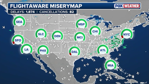 Wind and low clouds trigger widespread flight delays across the U.S.