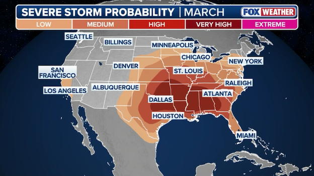 Mapping the threat: Where severe weather historically strikes most in March