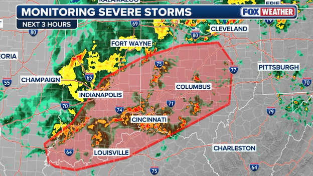 Severe storm threat expanding eastward across the Ohio Valley this morning