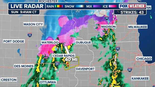 Severe storms and blizzard conditions battle for control over Iowa