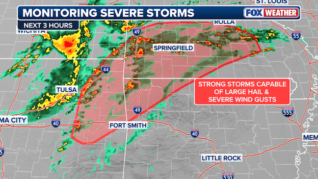 Hail and high winds threaten Missouri, Oklahoma, and Arkansas this morning