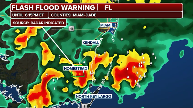 Torrential rain inundates Miami-Dade County, Flash Flood Warning issued