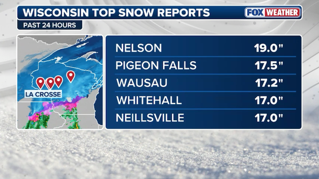 NEW snow report: 19.0 inches recorded in Nelson, Wisconsin
