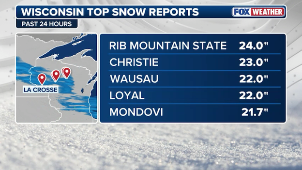 NEW snow report: 24.0 inches recorded in Rib Mountain State Park, Wisconsin