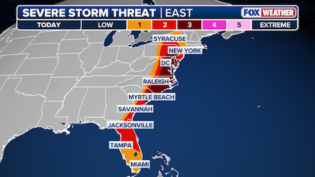 Severe storm threat drops to Level 3/5