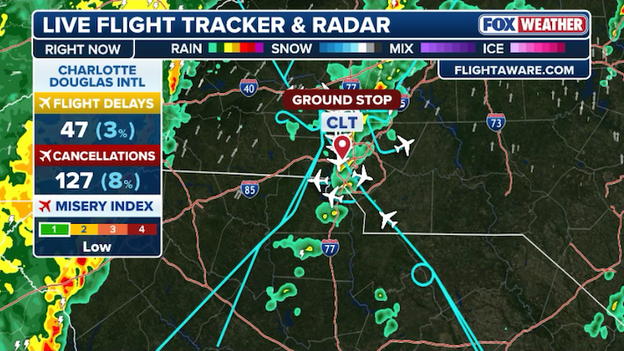 Morning storms trigger ground stop at Charlotte Douglas International