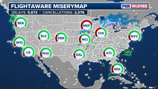Over 8,000 flight disruptions reported as monster storm hammers U.S.