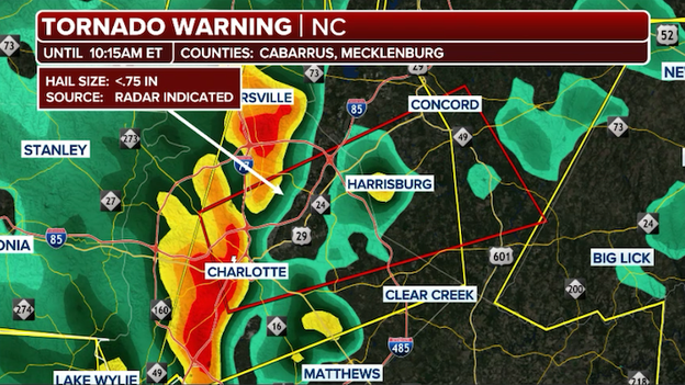Tornado Warning issued for Charlotte as severe storms slam North Carolina