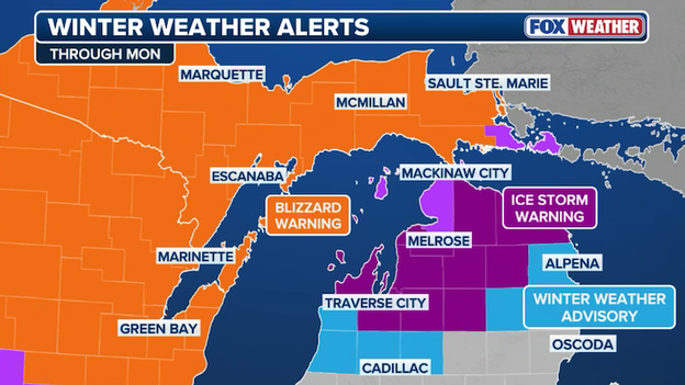 Ice Storm Warning issued for Northern Michigan through Monday morning
