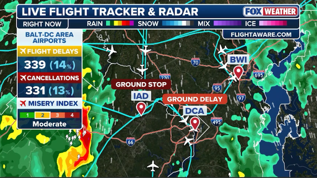 Dulles ground stop halts East Coast arrivals until 11:45 a.m. ET