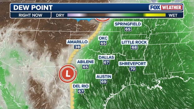 Moisture surging north ahead of expected severe weather outbreak