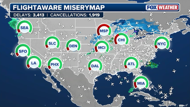 Major flight disruptions mount: 2,000 cancellations and 3,200 delays reported