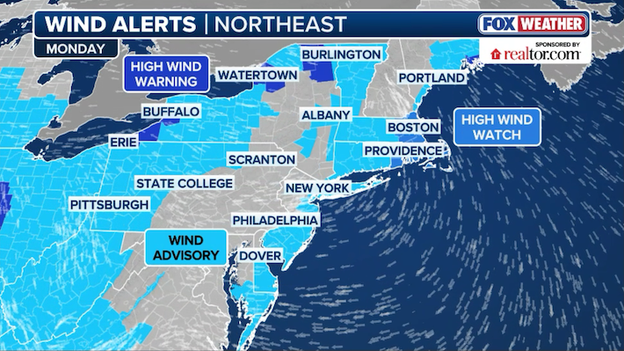 New York City and the Northeast under a Wind Advisory for 55-mph gusts
