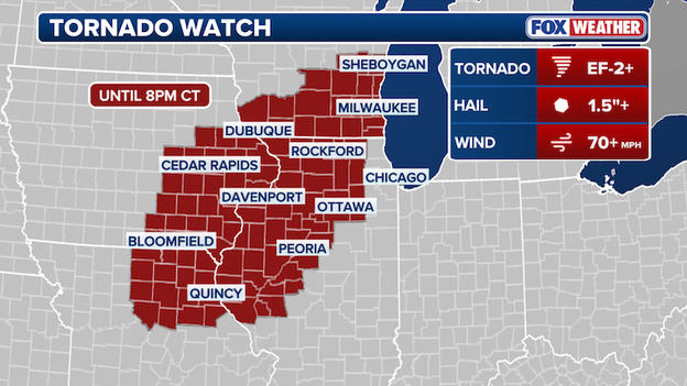 Tornado Watch expanded to include Milwaukee and Madison