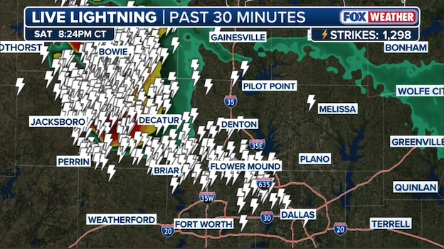 Anvil lightning from distant storms flashes over Dallas