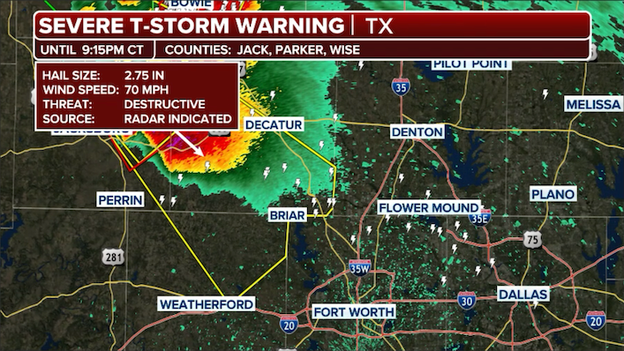 Destructive severe thunderstorm targets western Dallas-Fort Worth Metroplex