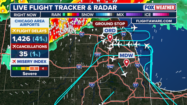 Ground stop at Chicago O'Hare International due to severe weather