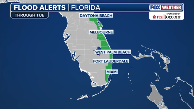 Stalled front douses Florida peninsula with several inches of rain and high surf